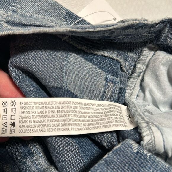 Plaid Jean Shorts Mens 33 - Picture 4 of 4